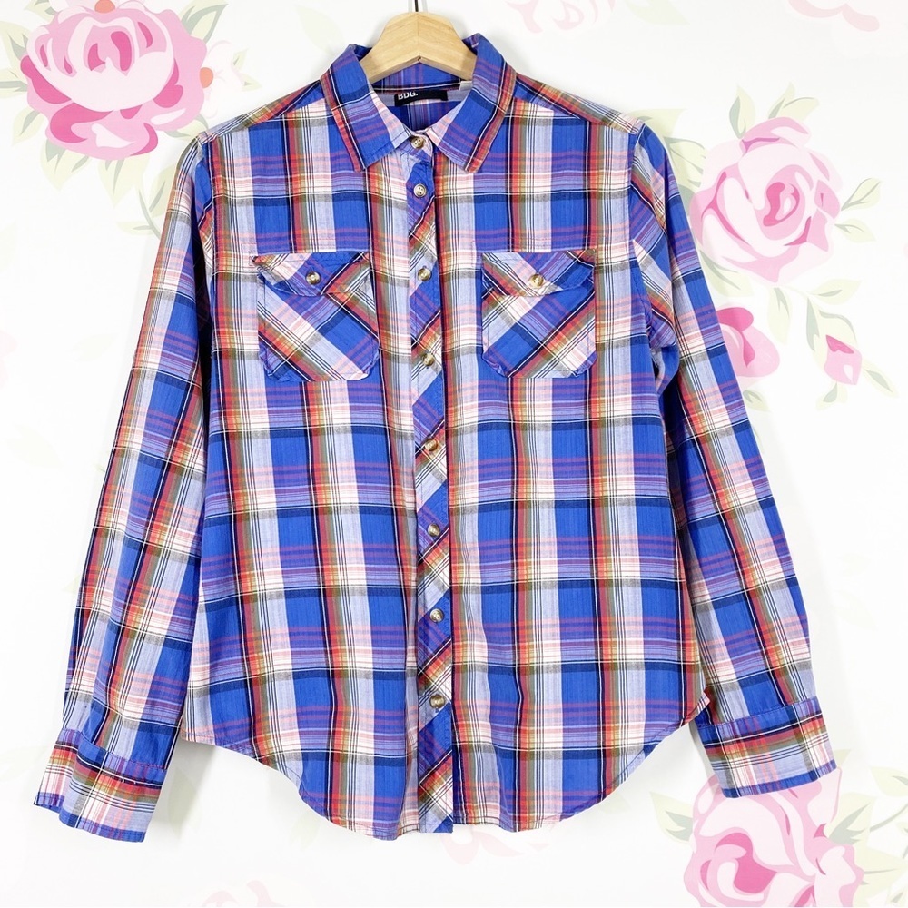 Urban Outfitters BDG Blue Checkered Checks Plaid Button Down Shirt M